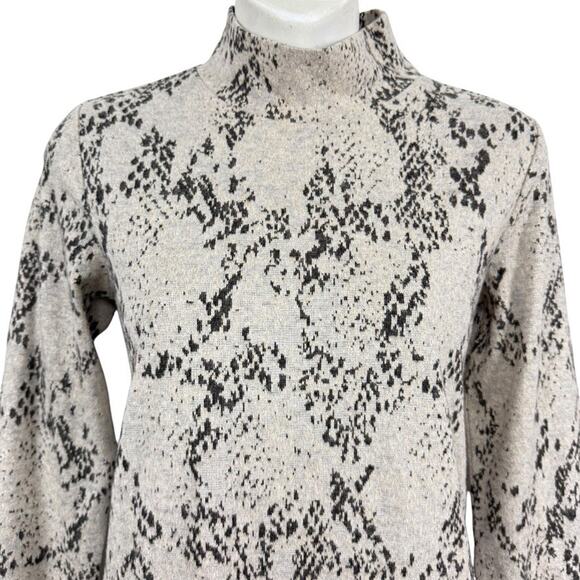 M&S Collection Snakeskin Long Sleeve Midi Sheath Knit Dress Beige Mock Neck sz 8 - Picture 5 of 16
